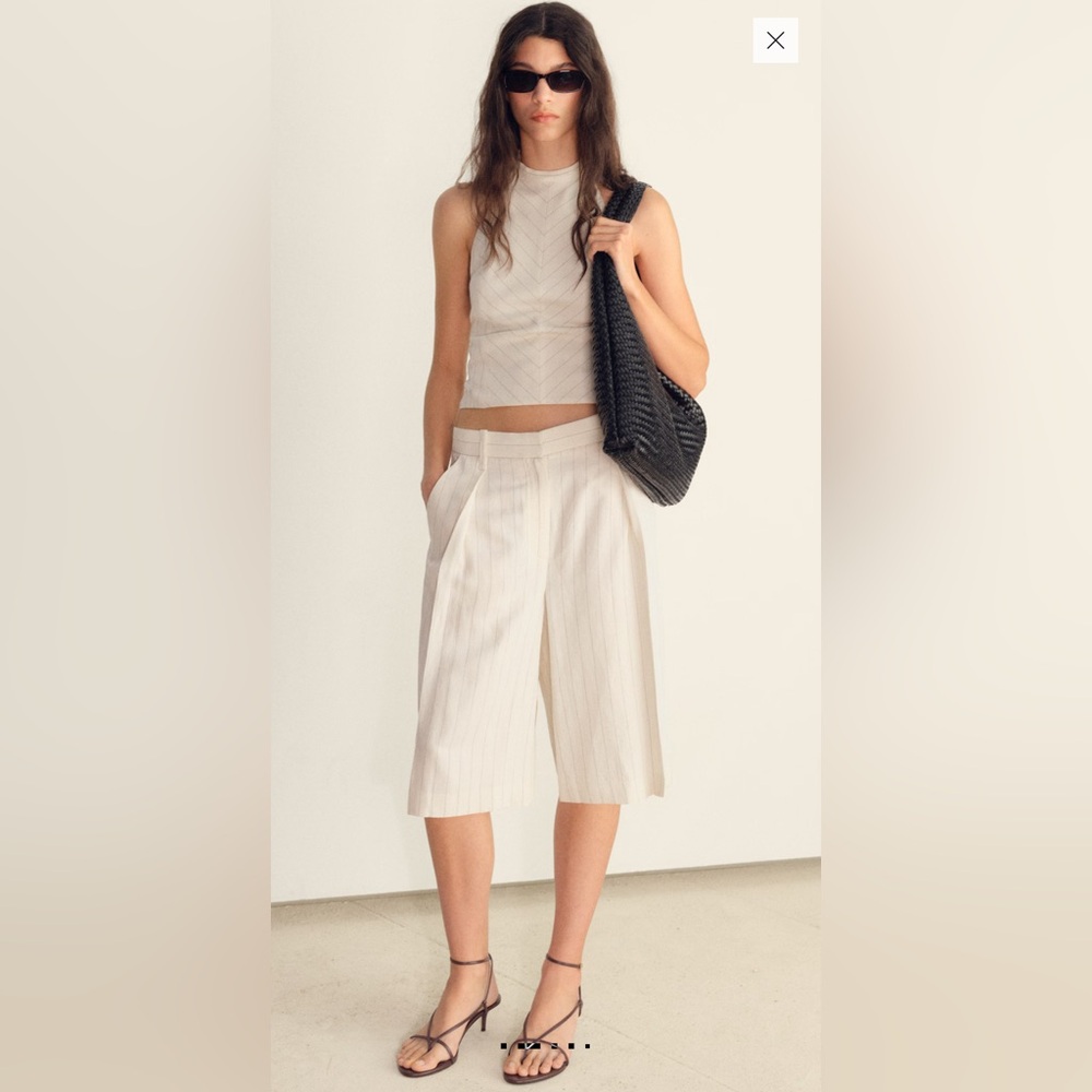 Mango Linen-blend Striped Bermuda Shorts and Top